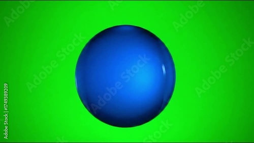 A neon-colored light orb pulsing softly, isolated on a green screen background