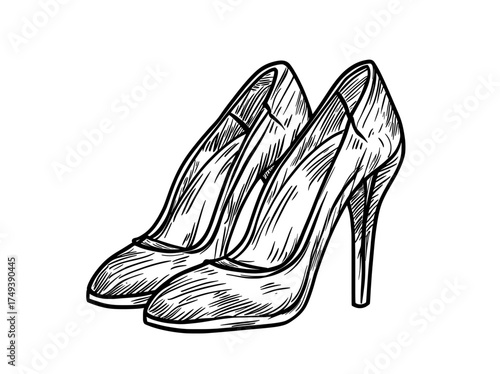 A black silhouette of a pointed-toe high heel shoe serves as an iconic representation of timeless women's fashion