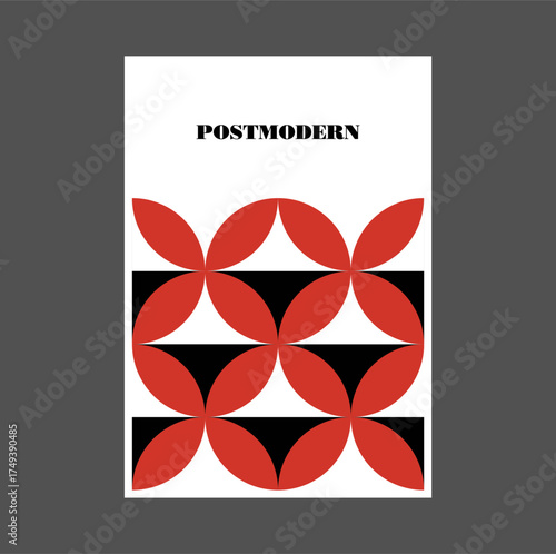 Poster inspired postmodern of vector abstract dynamic symbols with bold geometric shapes, useful for web background, poster art design, magazine front page, hi-tech print, cover artwork