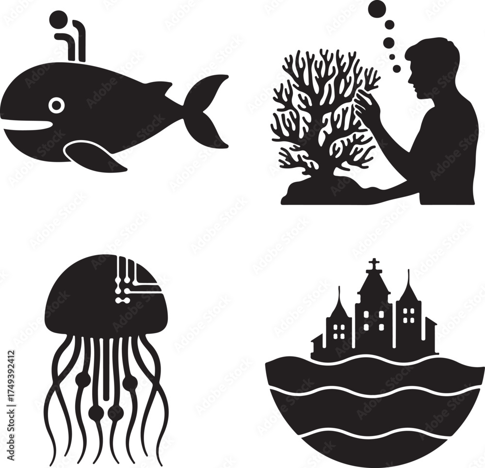 Naklejka premium Future Ocean Concepts Marine Life and Tech