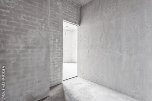 nterior of the apartment without decoration in gray colors