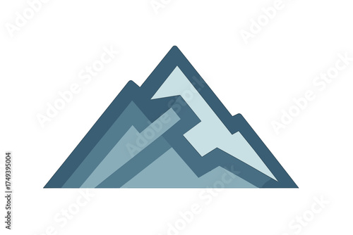 Abstract geometric mountain peak design using layered blue and teal shapes