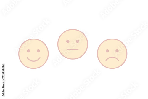 Customer satisfaction rating scale with happy neutral and sad face icons