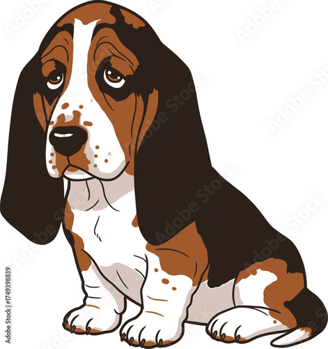Basset Hound Vector Art of a Dog Breed Illustrations Collection with clipart