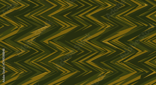 Jagged repeating zigzag pattern in dark olive green and gold hues