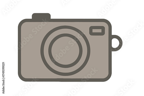 Simple flat design icon of a compact digital camera for photography and technology concepts