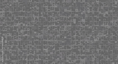 Seamless gray tile pattern with abstract geometric shapes and varying shades