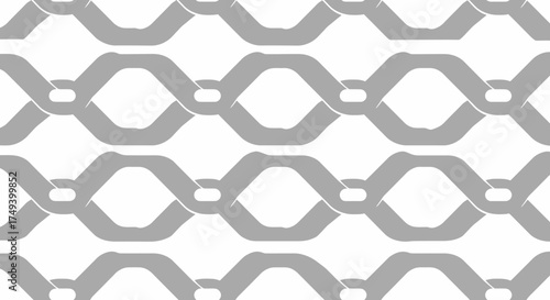 Seamless pattern of interlocking gray rounded ribbon links on a white background