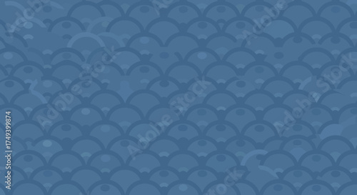 Seamless pattern of overlapping blue semitransparent fish scales or scallops