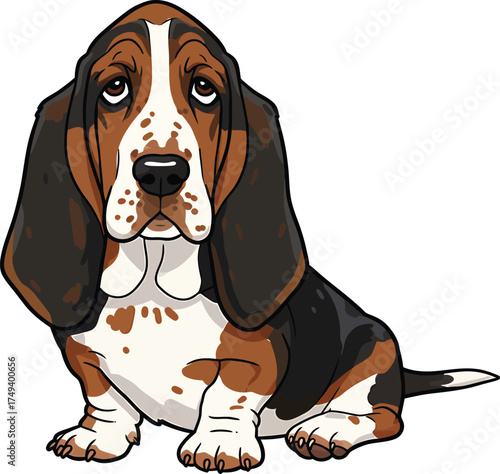 Basset Hound Vector Art of a Dog Breed Illustrations Collection with clipart