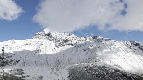 Flying in the Central Alps with Pizzo Scalino in front of you, Valmalenco, Lombardy landscape