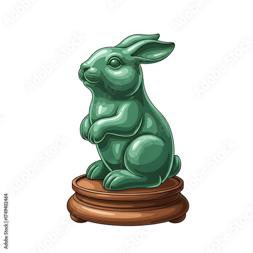 Jade rabbit statue isolated on white