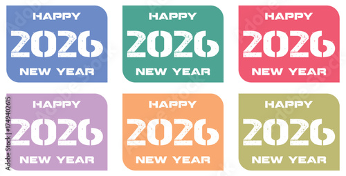 Happy new year 2026 vector illustration. Colorful design, trendy style, 2026 calendar
