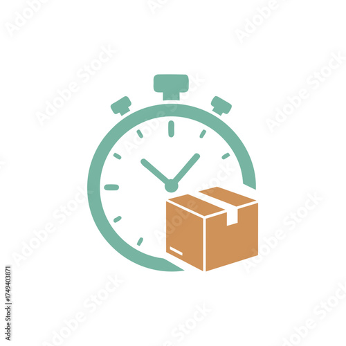 Efficient Delivery Time Management with Stopwatch and Package Icon.