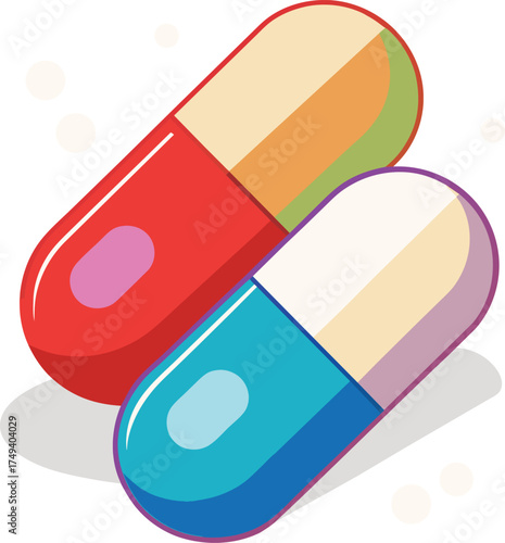 Medical Capsule Pill Close Up on White Background