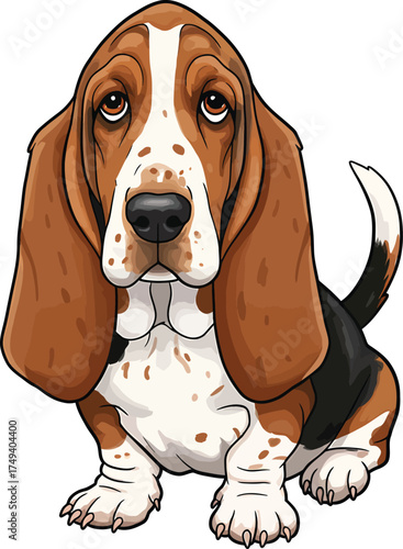 Basset Hound Vector Art of a Dog Breed Illustrations Collection with clipart