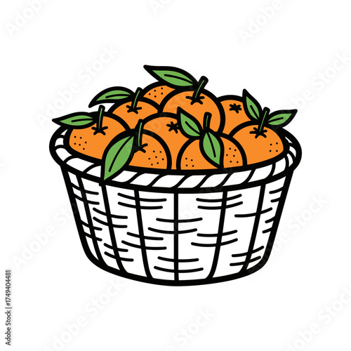 Basket of mandarins isolated on white
