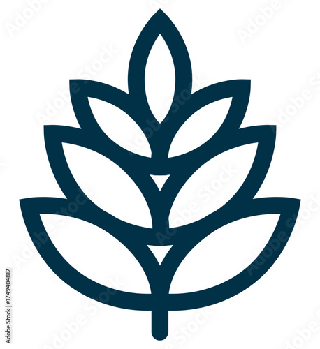 Dietary Fiber icon vector illustration showing wheat plant symbol representing fiber and gut health in nutrition label design.