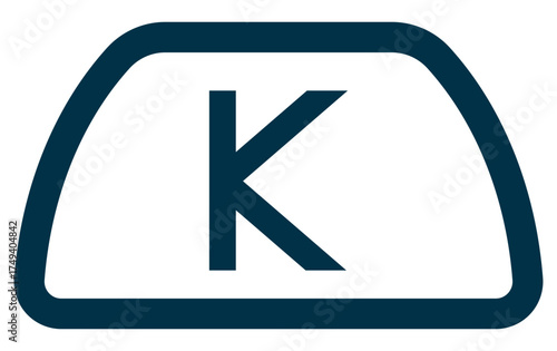 Potassium icon vector illustration with K symbol showing important mineral for heart and muscle function in nutrition labels.