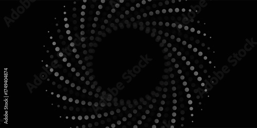 et of black thick halftone dotted speed lines. Speed lines in circle form. Geometric art. Design element for frame, logo, tattoo, web pages, prints, posters, template, abstract vector background.