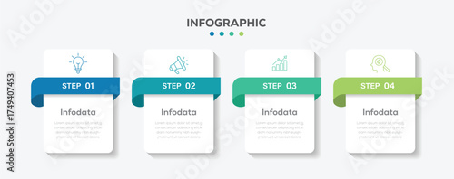 Infographic design template. Timeline concept with 4 step or option. Can be used for business, diagram, workflow, timeline, web design.	