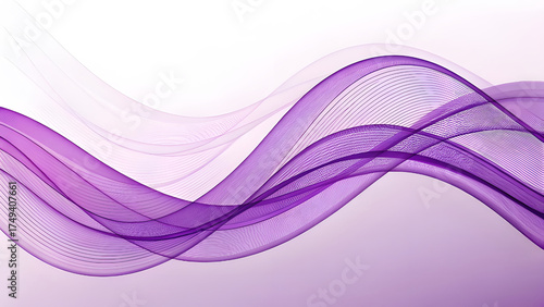 Abstract purple waves with intricate patterns on a white background