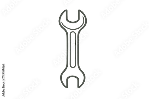 Simple outline drawing of a double-ended spanner tool used for mechanical repair and maintenance work
