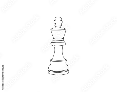 Continuous line drawing of chess king pawn. Single line illustration of king chess. Business strategy concept. Editable outline