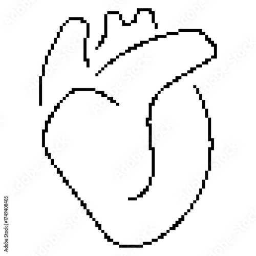 heart organ pixel icon, 8-bit. Isolated vector illustration.