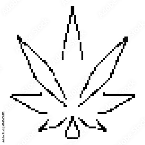 marijuana pixel icon, 8-bit. Isolated vector illustration.