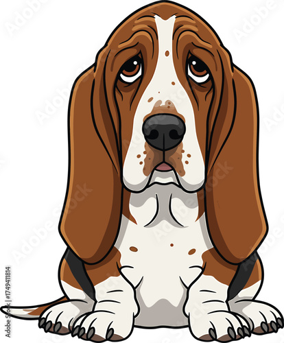 Basset Hound Vector Art of a Dog Breed Illustrations Collection with clipart