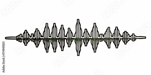 Black waveform illustration with varying amplitudes and frequencies on a white background design art on transparent background