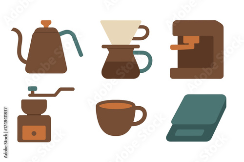 Essential coffee brewing tools and equipment for home barista preparation