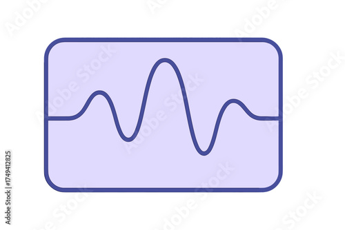 Abstract representation of a fluctuating sound wave or frequency graph displayed on a digital screen icon