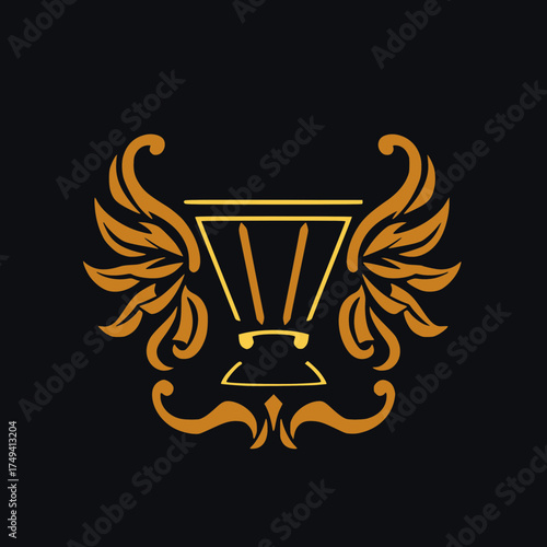 espresso machine portafilter designed as a heraldic emblem