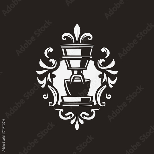 espresso machine portafilter designed as a heraldic emblem