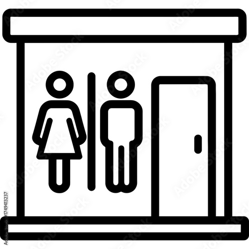 Public restroom facility outline icon vector
