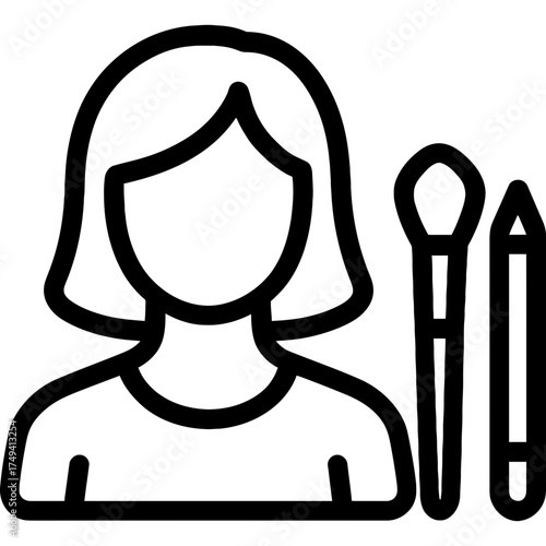Minimalistic makeup artist icon design