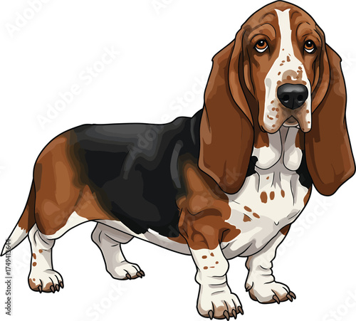 Basset Hound Vector Art of a Dog Breed Illustrations Collection with clipart