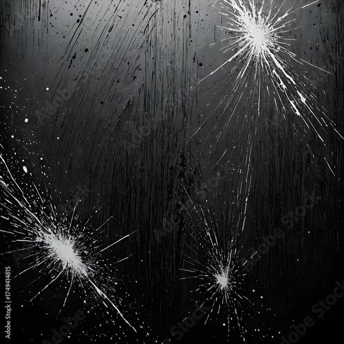 Abstract white paint splatter on dark black background texture