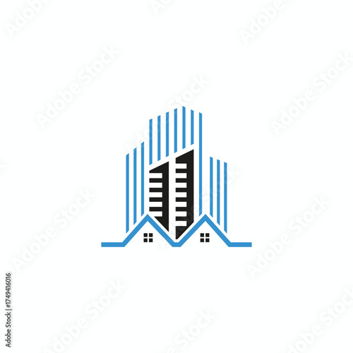 Blue building logo design template