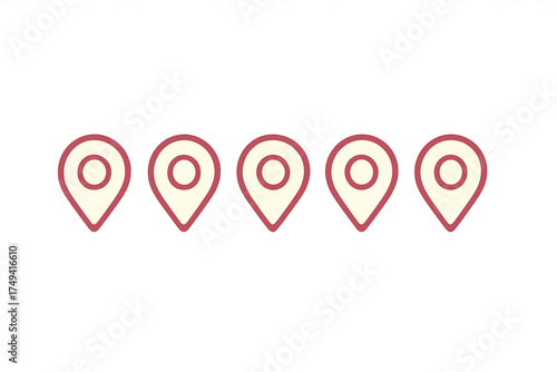 Five rating pins used for customer satisfaction feedback score or location markers