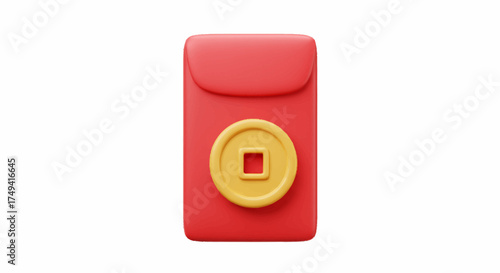 Red Envelope with Coin Symbol for Chinese New Year Greetings