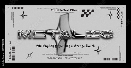 Metalic Metal Text Effect with Grunge Y2K Style