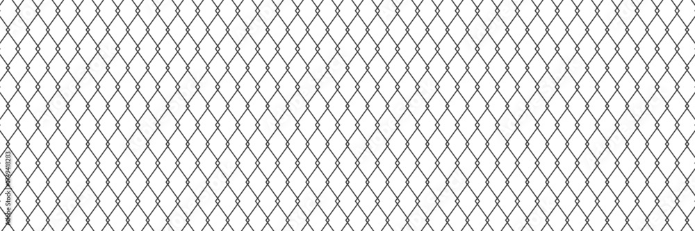 Naklejka premium Steel wire chain link fence seamless pattern. Metal lattice with rhombus, diamond shape silhouette