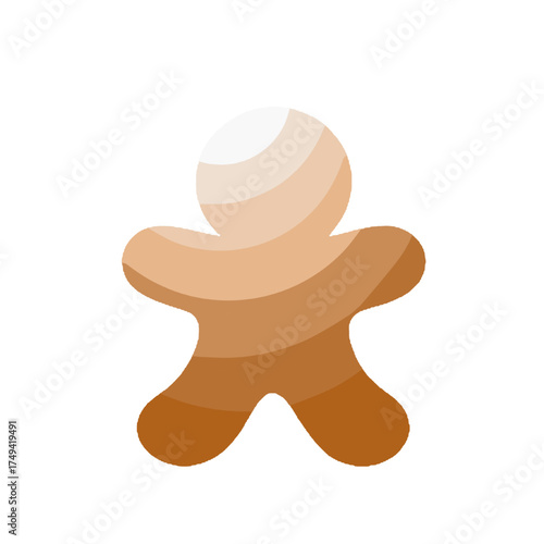 layered gingerbread man illustration with gradient brown tones on a transparent background