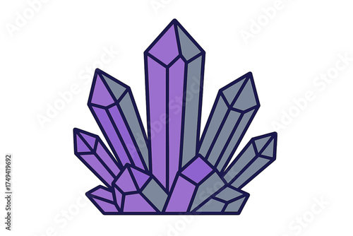 Cluster of purple and gray amethyst crystal formations