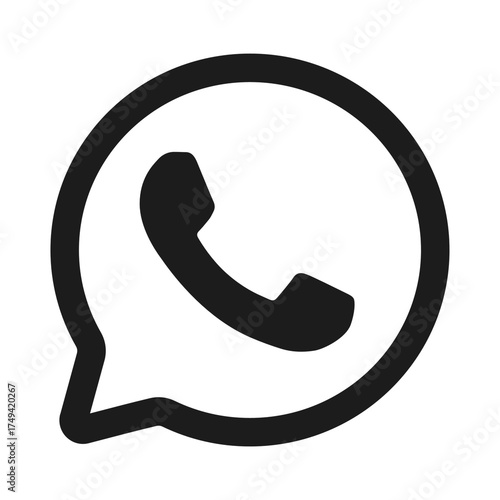 Messaging communication bubble with phone receiver icon symbolizing connection and conversation