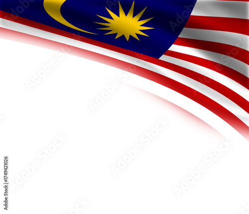 White background with the flag of Malaysia in the upper right corner