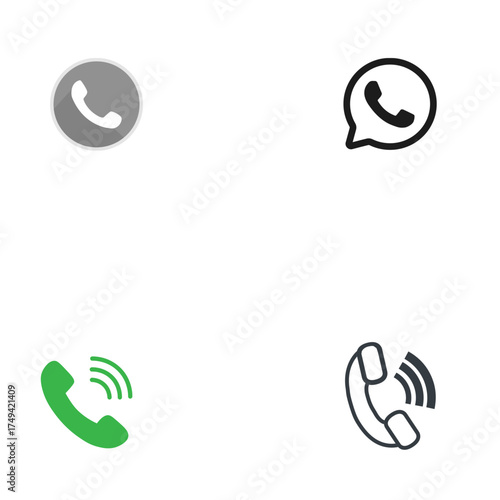 Telecommunication Icon Set Call, Connection and Communication Symbols